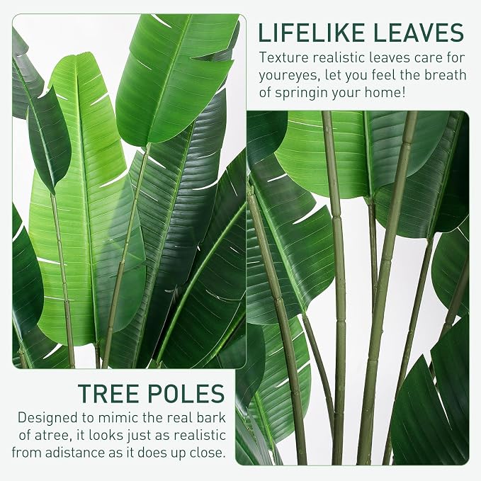 YEPDIN 7 FT Artificial Bird of Paradise Plants Decoration Large Fake Tree | Fake Banana Leaf Plant Decor Large Faux trees Realistic Indoor Outdoor Tall Floor Plants for Living Room, Office Decor