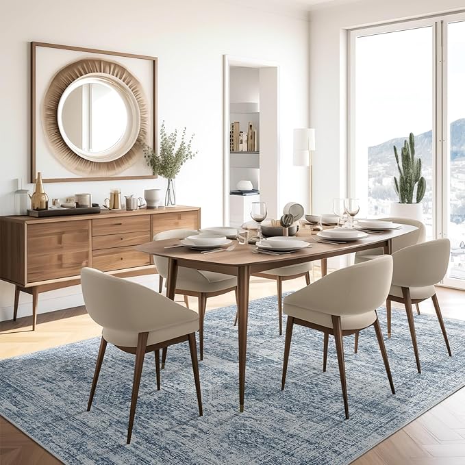 Soalmost 6x9 Area Rug for Living Room Washable 6x9 Non-Slip Modern Rugs for Bedroom Dinning Room Ultra-Thin Indoor Blue