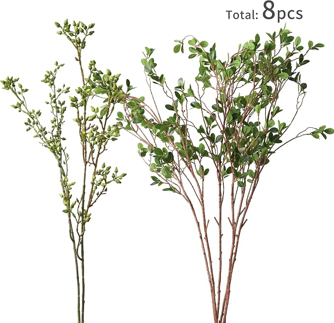 MISSPIN Artificial Flowers with Greenery Stems Faux Plants Indoor Branches for Tall Vase Ultra-Realistic, 8 Pcs Wedding Centerpieces, Home Decor & DIY Bouquets