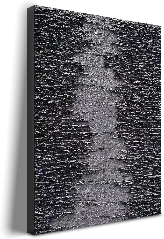 NANKAI Art Hand Painted Thick Textured Black Abstract Style Oil Painting, 36x24 inches, Three Dimensional Texture Abstract Painting, Home Wall Decoration Art