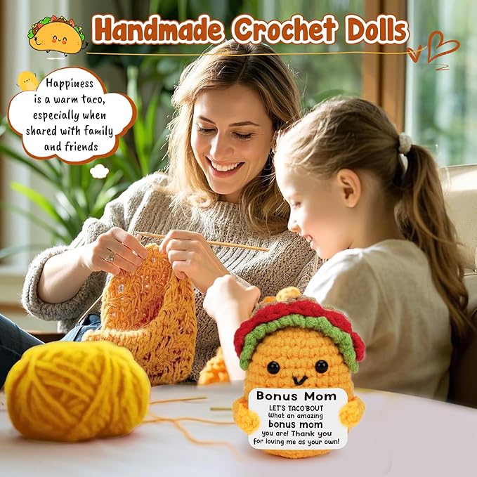 LuoHere Gifts for Stepmom Bonus Mom Mothers Day Funny Gift from Daughter Son, Mothers Day Christmas Birthday Stepmom Gifts Ideas - Handmade Crochet Cute Unique I Love Best Stepped Mom Ever Gift