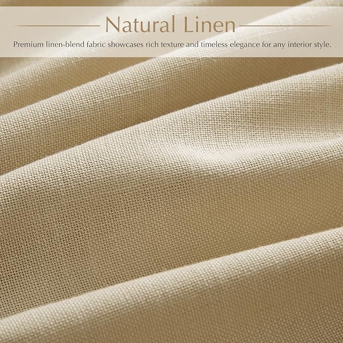 Flax Linen Triple Pinch Pleat Curtains 120 inch Long 2 Panels Light Filtering Memory Trained Pleated Window Curtain Dining Room Track System Rustic Farmhouse Textured Drapes Ceiling Floor Length 120