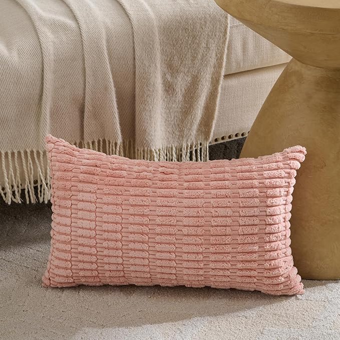 Fancy Homi 4 Packs Decorative Throw Pillow Covers for Living Room Couch Bed, Modern Farmhouse Boho Home Décor Accent Cushion Case, 20" x 12" (Pack of 4), Pink Series