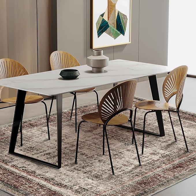 chamler 10'x14' Washable Area Rug Boho Chic Medallion Distressed Design Non-Shedding Easy Care Ideal for High Traffic Areas in Rug for Living Room Bedroom Office Coffee Table Large Carpet