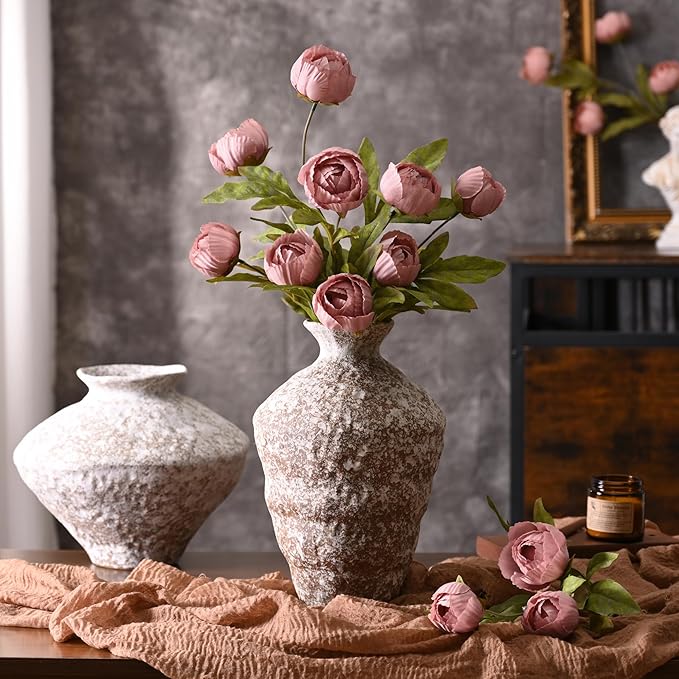 Waipfaru 6 Pcs Faux Peonies Artificial Flowers for Vase, 27" Fake Silk Peonies Flowers for Wedding, Vase Filler Pink Flowers for DIY Bouquets Centerpieces Bridal Shower Office Decor