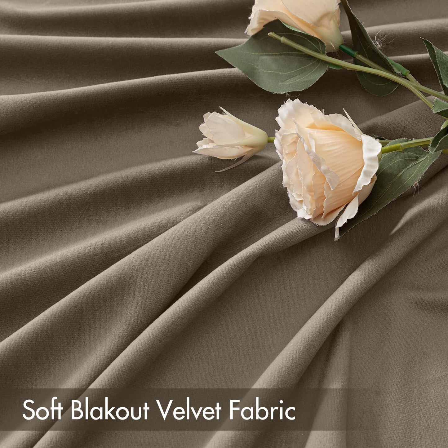 MIULEE Taupe Velvet Curtains Thermal Insulated Blackout Curtain Drapes for Bedroom Living Room Darkening 90 Inches Long Curtains Panels Rod Pocket Set of 2