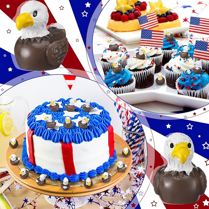 DoubleFill 50 Pcs Bald Eagle Duck Figurine Mini Patriotic Resin Ducks Bald Eagle Patterns Tiny Animals Figurines 250th Anniversary Sculpture Ornament for Home Office Desk Bathroom Kitchen