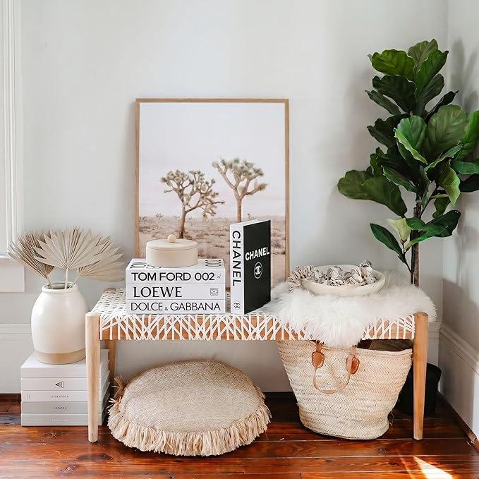 PROBENEX White Large | 4 PCS Faux Decorative Book Boxes | Not Real Books, Cardboard Foldable Display Props | Home Decor for Coffee Table, Bookshelf, Living Room, Office