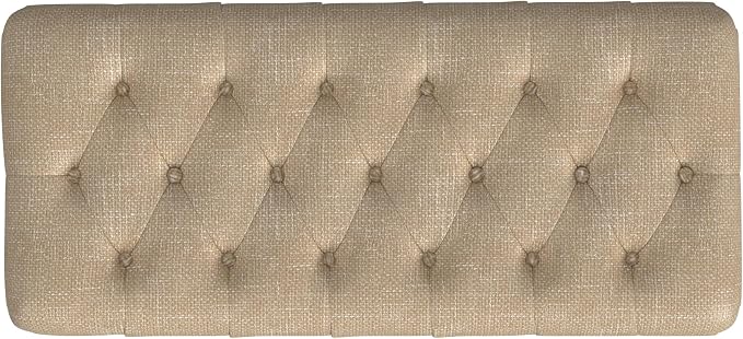 HomePop 40" Ainsley Button Tufted Storage Bench - Light Tan Textured Solid