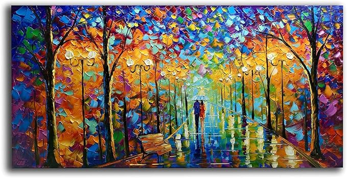 Tyed Art- Large Wall Art,Hand Painted Wall Art Landscape Oil Painting ,Wall Art for Living Room, Bedroom Office Wall Decor, Modern Textured Wall Art, Colorful Abstract Artwork Picture, Modern canvas Wall Art 60 by30 inch