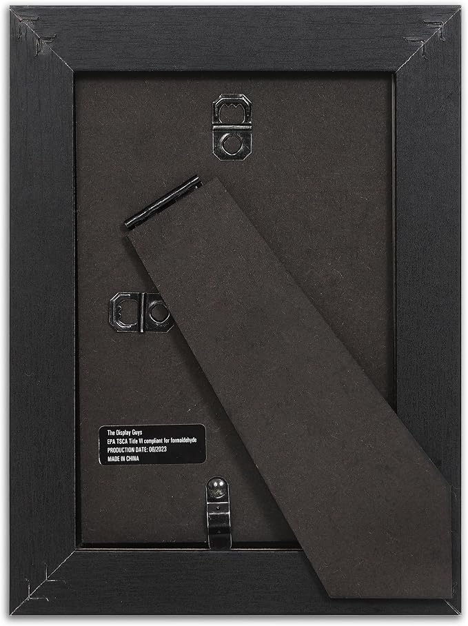 The Display Guys - Black Wooden Minimalist Picture Frames Set - Tempered Glass - 4x6 - Tabletop Easel - 6-Pack