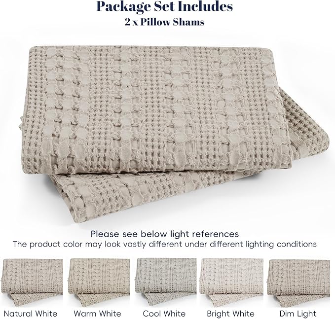 PHF 100% Cotton Waffle Weave Euro Sham Covers, 2 Pack 26" x 26" Bed Pillow Covers for Elegant Home Decor, No Filling, Luxury Aesthetic Soft Euro Pillow Cases for Bed, Pearl Gray