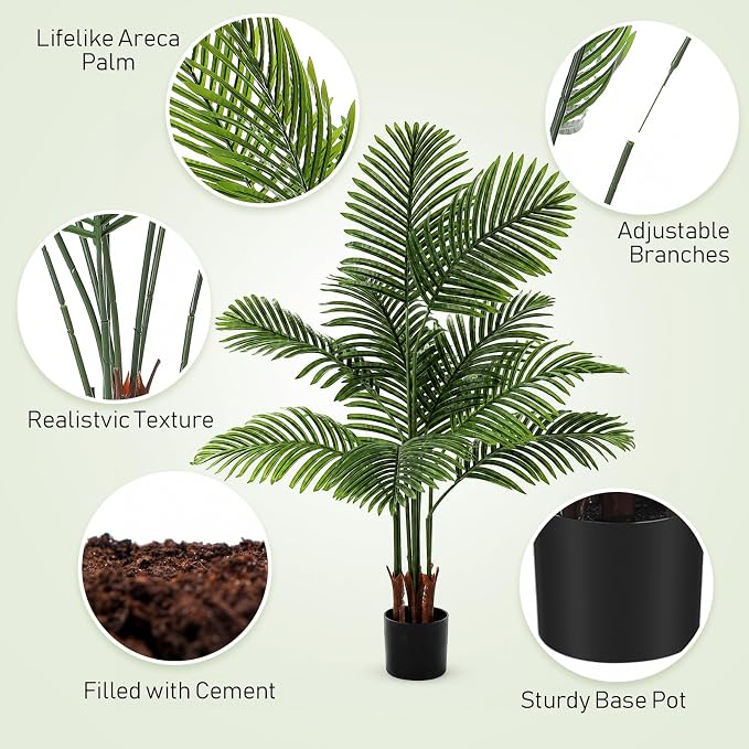 Jexine 4 Pack Artificial Palm Trees 3Ft 4Ft, Fake Plants Fake Trees Artificial Areca Palm Plants for Outdoor Indoor Faux Tree in Pot for Pool Home Office Housewarming Gift Modern Decoration