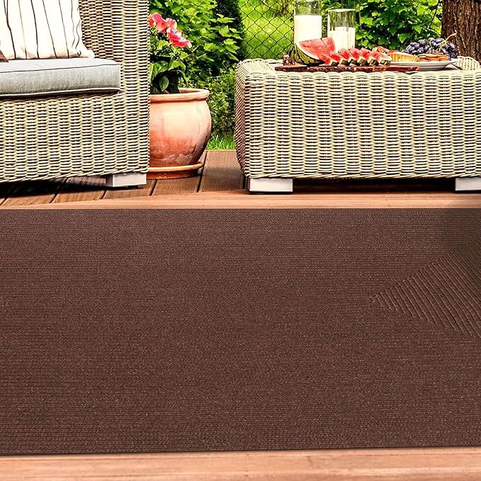 Superior Indoor Outdoor Area Rug, Handwoven Reversible Braided Home Decor for Living Room, Kitchen, Entryway, Patio, Front Porch, Deck, Modern, Boho, Farmhouse Style, 3' x 5', Cocoa