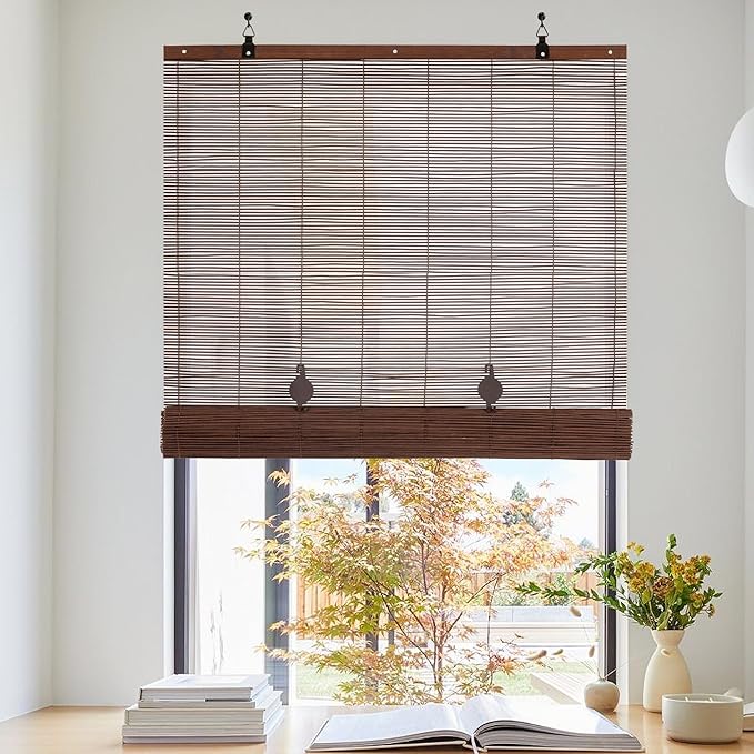 ALIMOO Bamboo Blinds for Interior Windows, Light Filtering Roll Up Windows Shade for Indoor Outdoor Home Patio Porch, 30" W x 72" H
