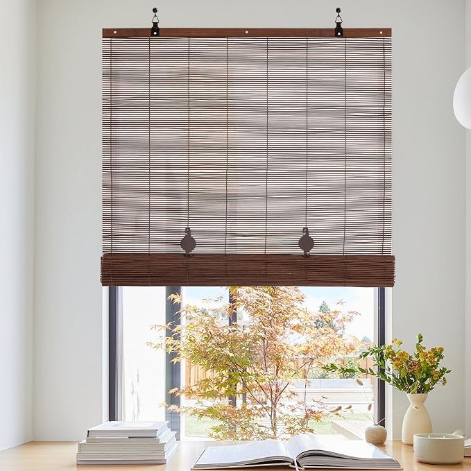 ALIMOO Bamboo Blinds for Interior Windows, Light Filtering Roll Up Windows Shade for Indoor Outdoor Home Patio Porch, 32" W x 72" H
