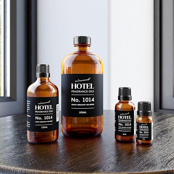 AirScent Hotel Diffuser Oil No. 1014 - The Iconic 5-Star Hotel Coastal Blend - Lemon Bergamot Sea Breeze - 10 mL Premium Fragrance Oil for Ultrasonic and Waterless Diffusers and Crafting