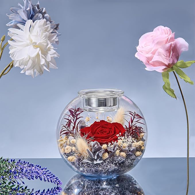 Mothers Day Rose Gifts for Mom Birthday Gift for Women Preserved Rose in Glass with 2 Fragrances Eternal Purple Roses Forever Flowers for Delivery Mothers Day Flower Gifts for Mom Grandma Wife Sister