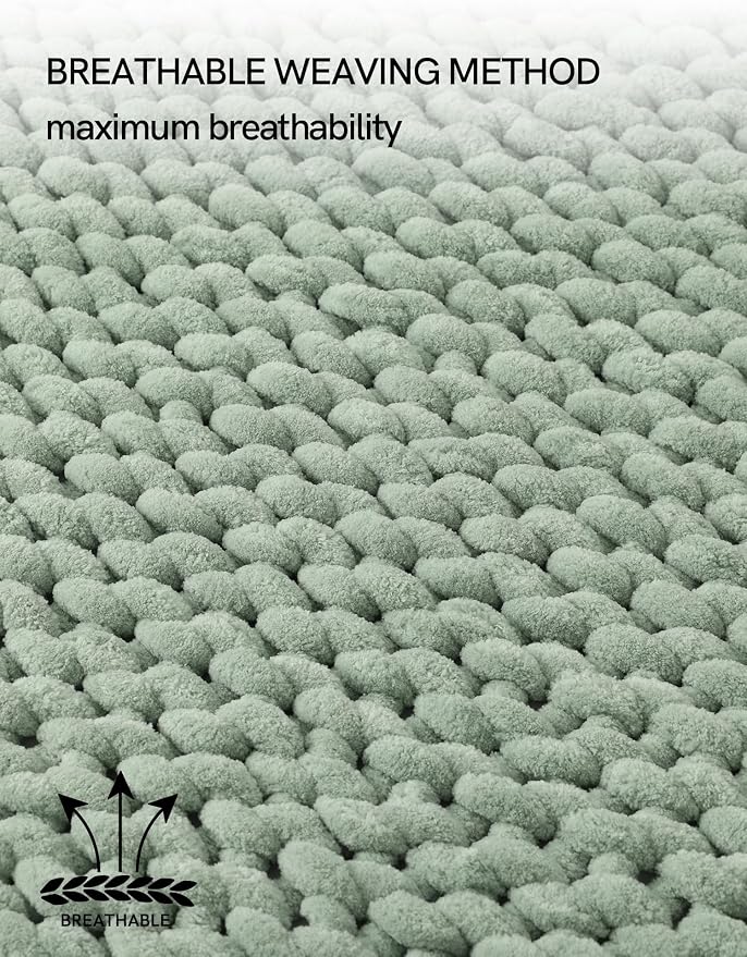 YnM Chunky Throw Blanket, Medium-Weight, Hand Knitted with Chenille Yarn, Skin Friendly, Ventilated and Breathable, Machine Washable, Home Décor Piece for Couch, Sofa and Bed (Sage Green, 40x50 Inch)