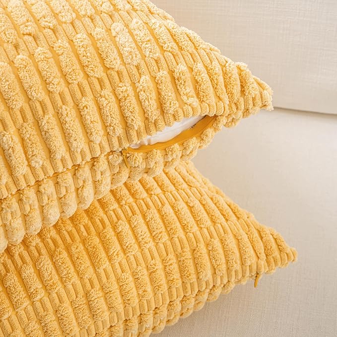 Fancy Homi 4 Packs Decorative Throw Pillow Covers for Living Room Couch Bed, Modern Farmhouse Boho Home Décor Accent Cushion Case, 18" x 18" (Pack of 4), Yellow Green Series
