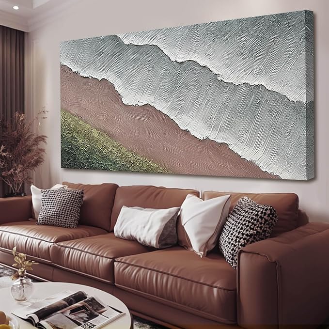 SHEYOYE Large Abstract Green Canvas Wall Art and White Home Decor Beach Wall Art | Dining Room Wall Decor for Living Room, Bedroom & Office 29" x 58"