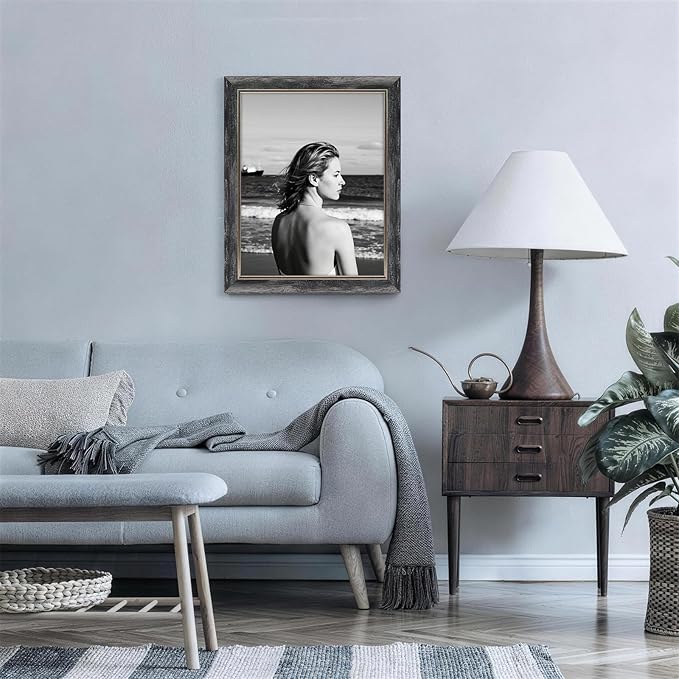 XUANLUO 11x14 Picture Frames Set of 4 Rustic Retro Photo Frame with HD Plastic Cover for Wall Mount and Tabletop Display Family Friends Wedding Gift
