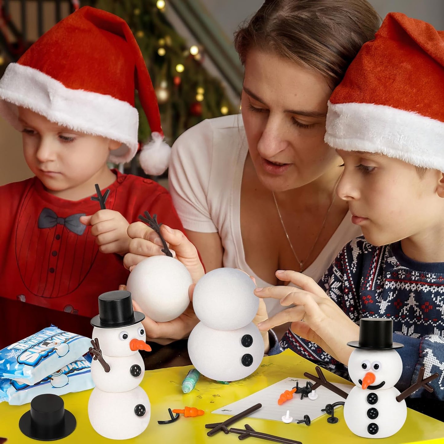 12 Pack Build a Snowman Indoor Decor, Christmas Crafts, Snowman Making Kit for Kid, Christmas Stocking Stuffers for Girls, Boys, Creative Kids Air Dry Modeling Clay for Holiday Activities