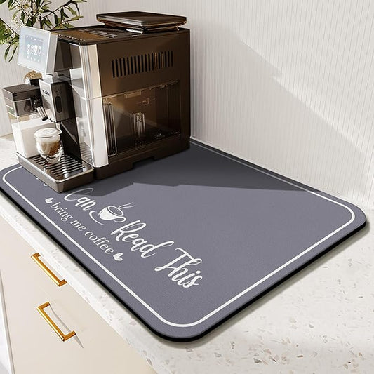 Coffee Bar Mat for Countertops 18inx24in,Absorbent Hide Stain Anti-Slip Cafe Bar Accessories Fit Under Coffee Machine Mat,dish drying mats for kitchen