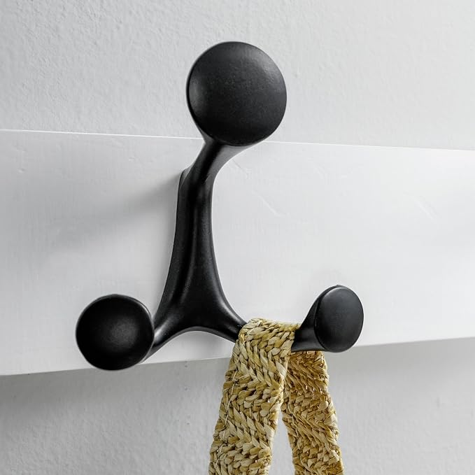 WEBI Coat Rack Wall Mount,36" Solid Wood Coat Hooks Wall Mounted Coat Hanger,16" Hole to Hole,Heavy Duty Hook Rack Rail,6 Triple Hooks for Hanging Coats,Jacket,Clothes,Hat,Backpack,White,2 Packs