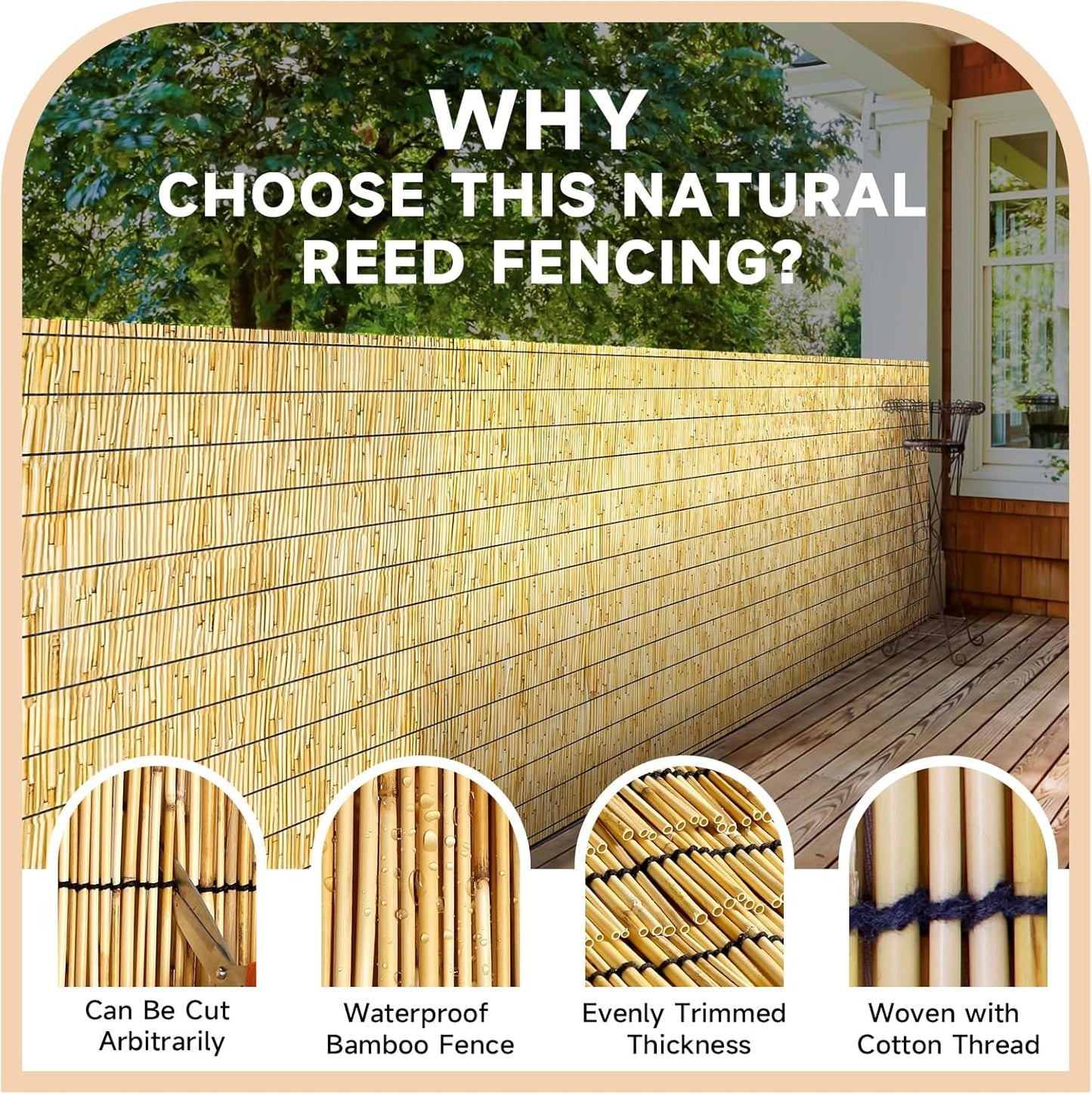 ZNCMRR Bamboo Fencing Decorative Natural Reed Fencing Rolls Fence Roll Bamboo Privacy Screen Panel for Balcony Patio Garden Backyard (5.5X16.4 FT Yellow)