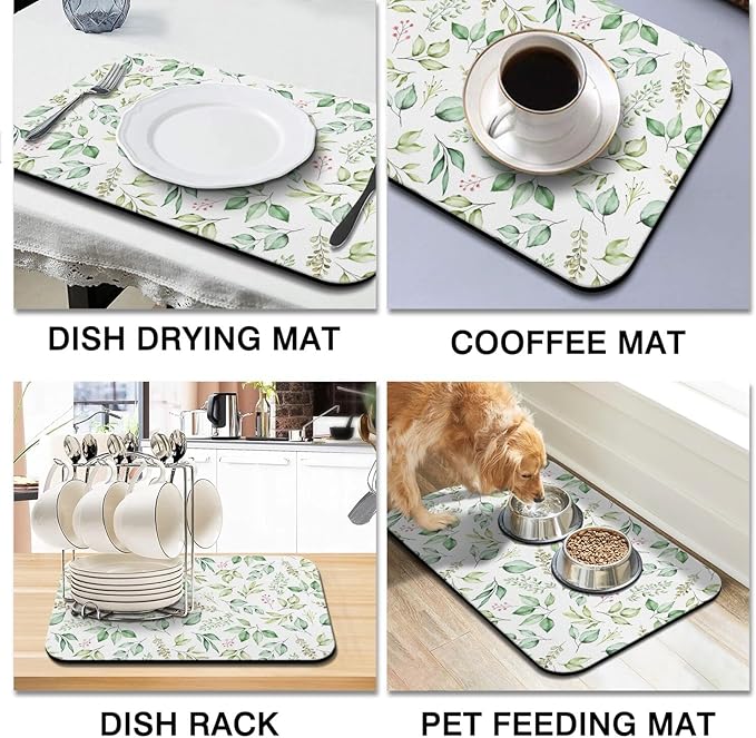 Fun Coffee Mat 23inx15in,Coffee Bar Mat for Countertops,Absorbent Hide Stain Anti-Slip Coffee Bar Accessories Fit Under Coffee Machine Mat,dish Drying Mats for Kitchen