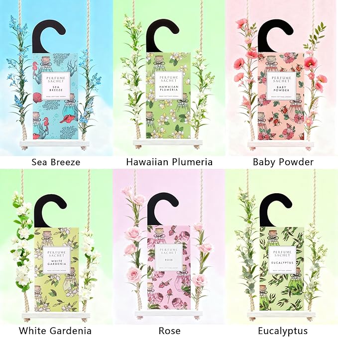 ROSE COTTAGE Large 12 Packs Lavender Hanging Closet Deodorizer Air Freshener Long Lasting Scented Sachets Smell Goods for House