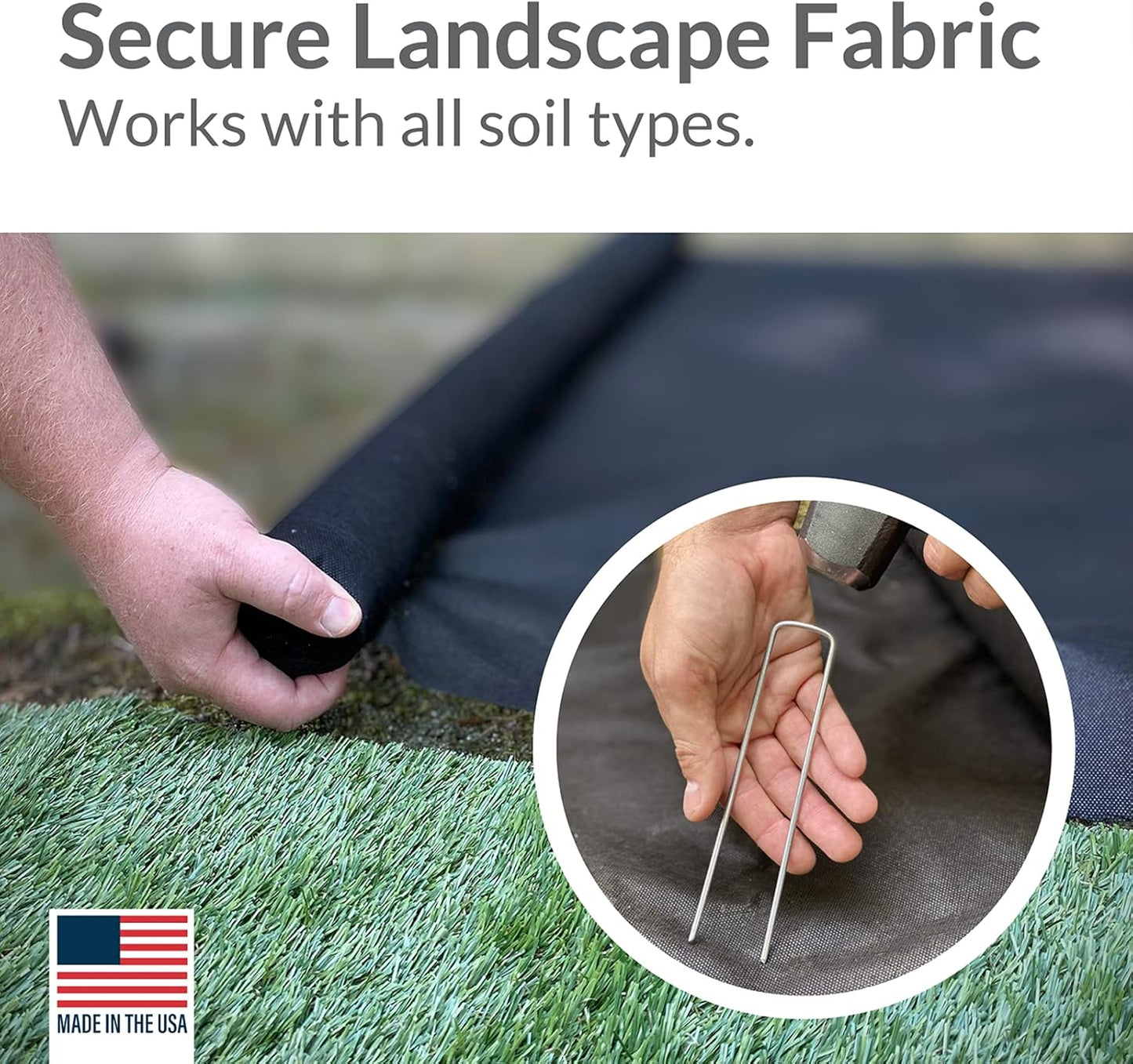 Pinnacle Mercantile USA Made 250 Pack Garden Landscape Staples Weed Barrier Fabric Stakes Galvanized 6 inch Pins Anti Rust Sod Staple 11 Gauge Steel