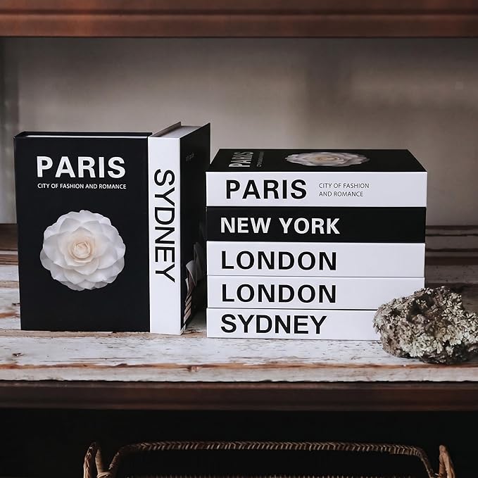 PROBENEX Urban Large | 4 PCS Faux Decorative Books for Home Decor | Not Real Books (Cardboard Boxes) | Coffee Table, Shelf Styling & Modern Aesthetic Accent Pieces for Living Room (L_Urban_Large)