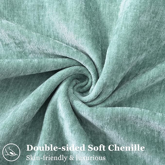 decorUhome Summer Couch Throw Pillow Covers 16x16 Set of 2, Decorative Soft Velvet Modern Cozy Chenille Pillow Cases with Elegant Design for Sofa Bed Living Room Home Decor, Aqua Haze