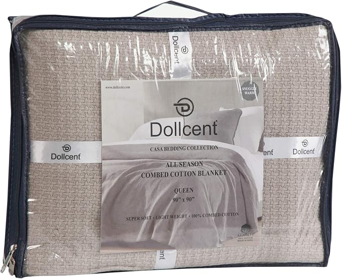 DOLLCENT 100% Cotton Twin Size Blanket for Bed, Premium Soft Combed Lightweight Blankets, Washed Breathable Cozy Bed Throw Blanket, Sand Twin Cotton Blankets for All Season: Sand (66"x90")