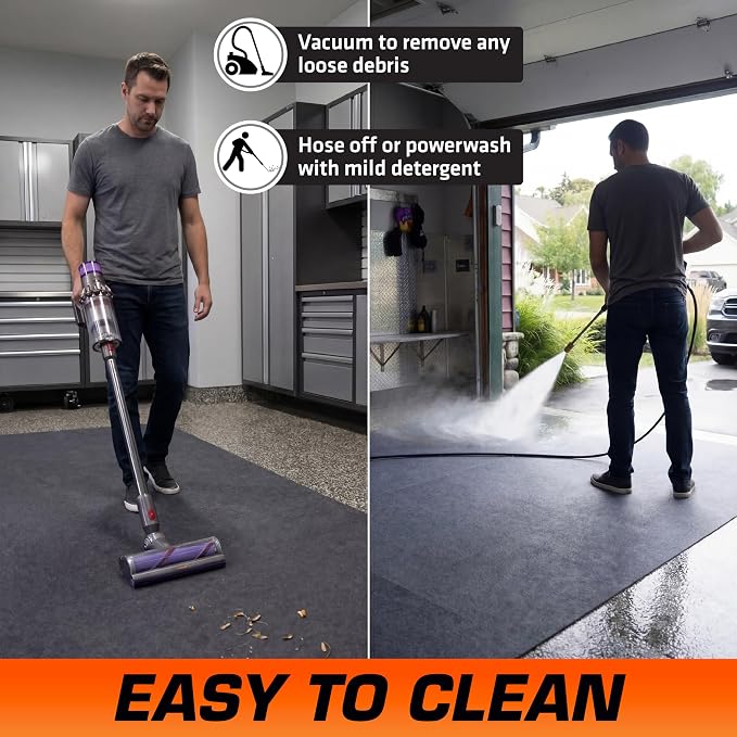 Armor All Garage Floor Mat (17' x 7'4") (2-Pack), Waterproof Garage Flooring, Absorbent, Premium Oil Spill Resistant Garage Pad, Durable, Protects Surfaces (Includes Double Sided Tape) (USA Made)