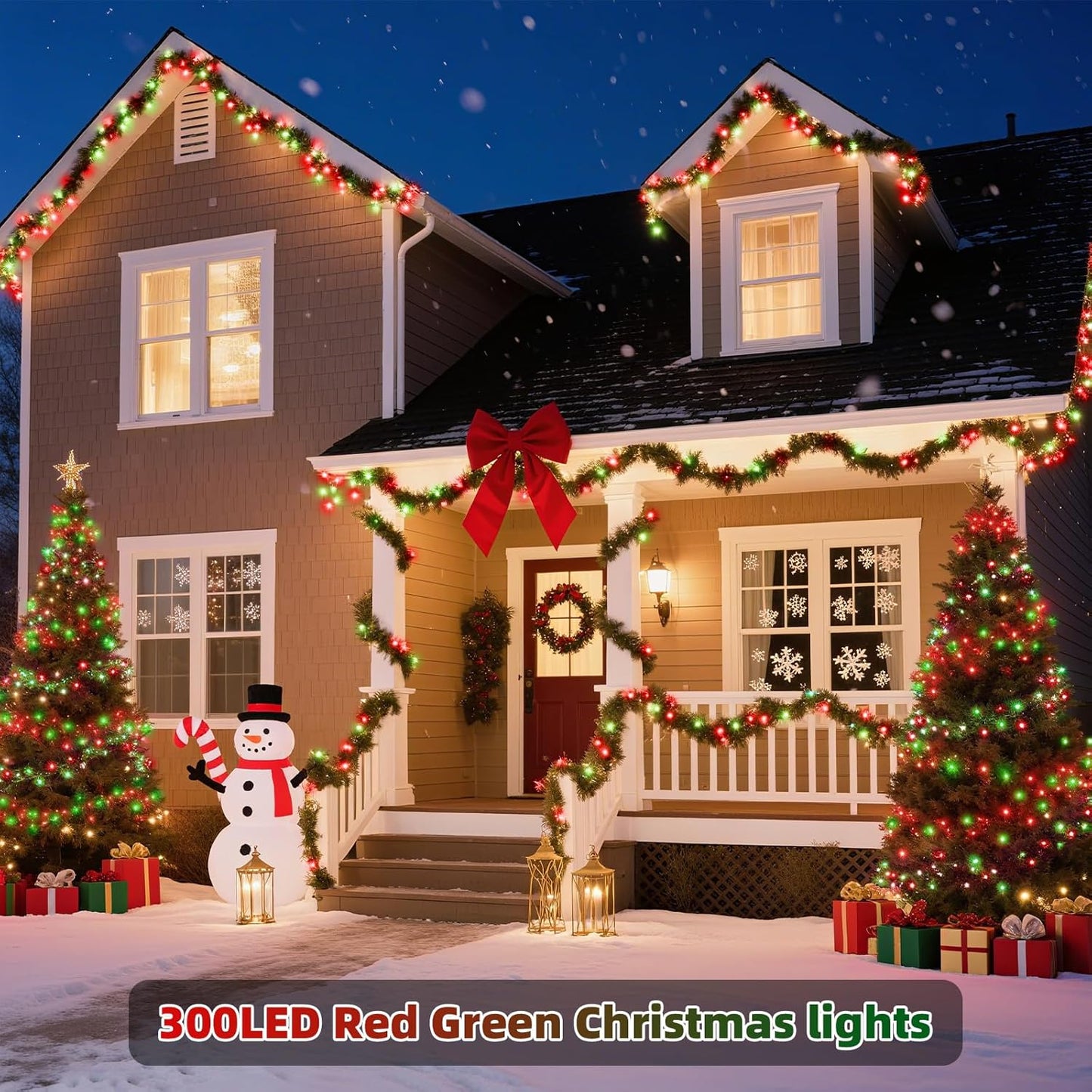 XTF2015 Christmas String Lights, 105ft 300 LED Christmas Lights 8 Modes Memory Function & Timer- UL Certified - Outdoor Indoor Christma s Fairy Lights for Tree, Garden, Party, Wedding(Red + Green)