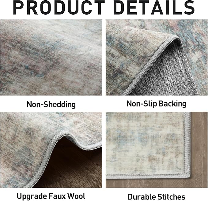 2'6''x8' Runner Rugs Washable Rug: Modern Abstract Hallway Runner Rug Indoor Soft Low Pile Thin Carpet Anti-Skid Non-Shedding Carpets for Kitchen, Entryway, Laundry, Bedroom - Multi Color