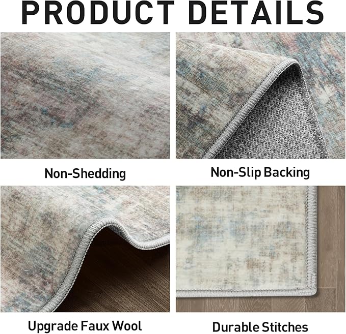 6x9 Area Rugs Washable Rug: Large Modern Abstract Living Room Rug Soft Anti-Skid Thin Carpet Indoor Floor Non-Shedding Carpets for Bedroom Dining Room Farmhouse Nursery Home Office Multi Color