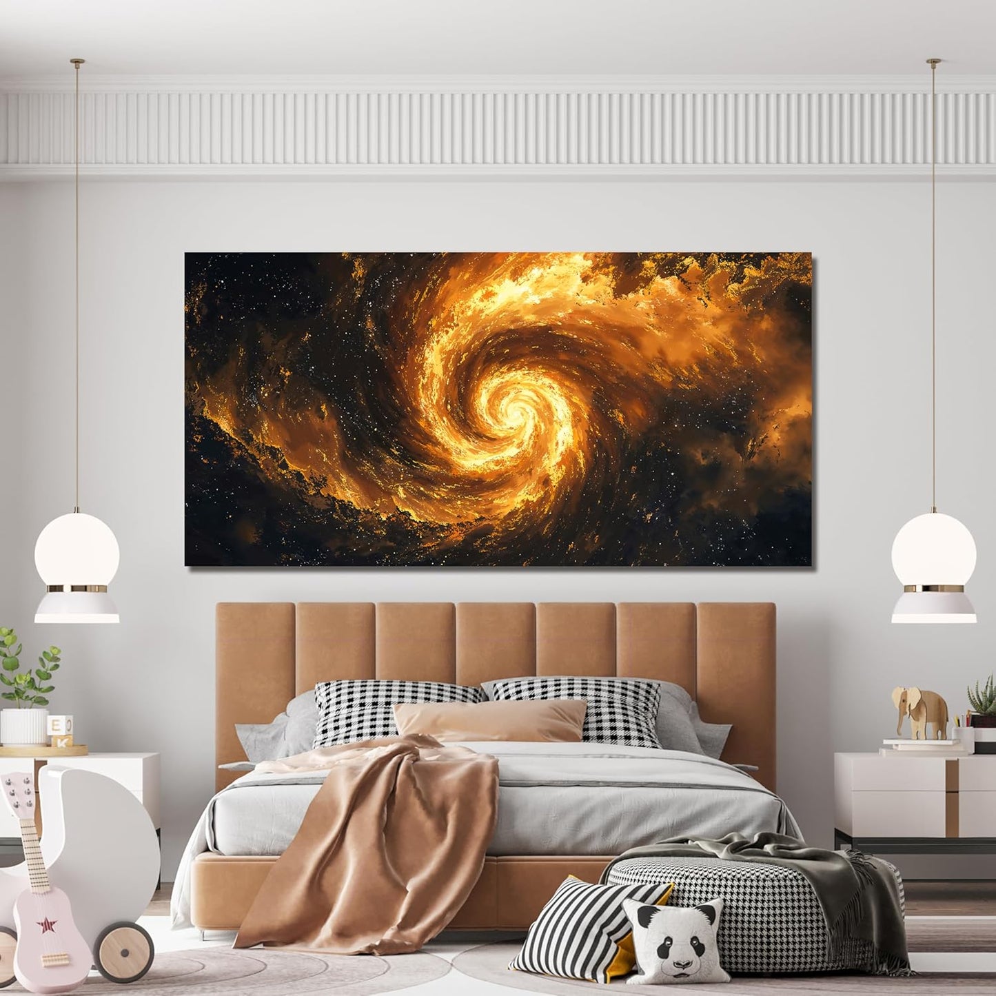 Canvas Wall Art Decor Galaxy Vortex Modern Abstract Aesthetic Wall Art Canvas Prints Black And Gold Large Modern Abstract Art Wall Decor For Living Room Bedroom Office Wall Hanging Decor 24" X 48"