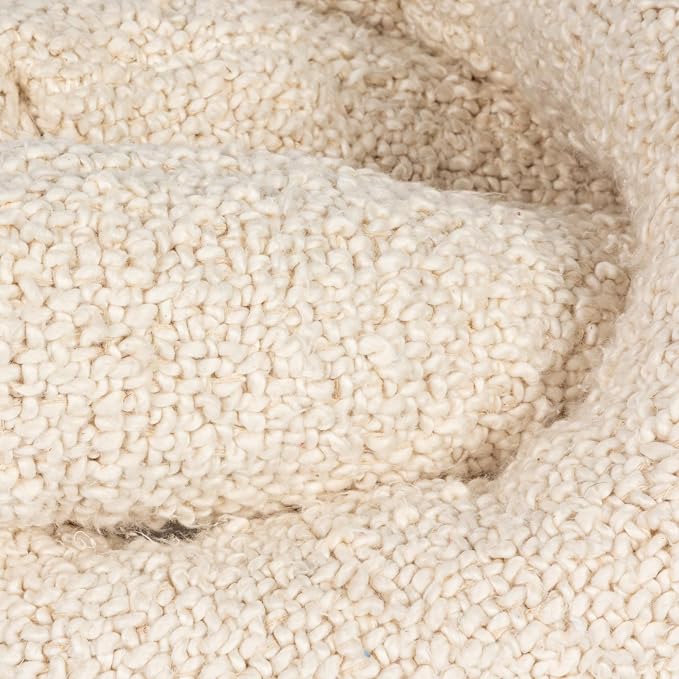 22 Inches Woven Cotton Bouclé Knot Design Pillow, Cream