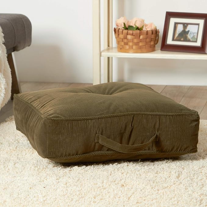 Greendale Home Fashions Omaha Corduroy 21" Square Floor Pillow with Carry Handle, Juniper