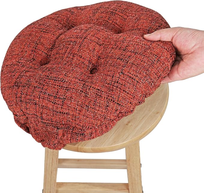 SINOSSO Modern Bar Stool Cushion Dia.13, Fashion Interweaving Design Anti-Skid Silicone Round Stool Seat Cushion Cover Padded (Red, M,1)