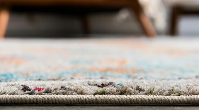 Unique Loom Chromatic Collection Modern Rustic & Vibrant Abstract Area Rug For Any Home Décor (9' 0 x 12' 0 Rectangular, Beige/ Blue)