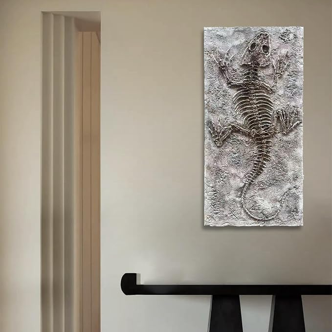 NANKAI Art Hand-Drawn 24x48 inch Lizard Fossil Texture Abstract Oil Painting Modern Abstract Canvas Wall Decoration Item Suitable for Living Room Bedroom Corridor Office Wall Decoration