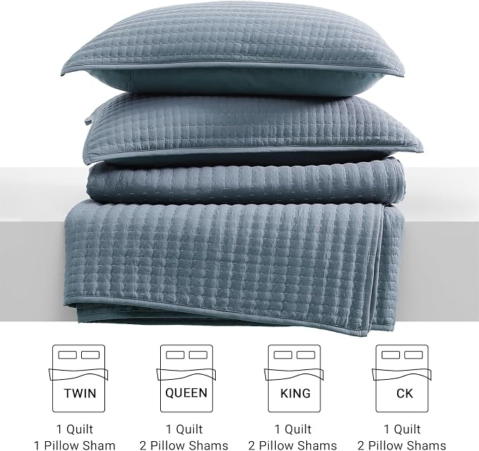 WRENSONGE Twin Quilt-2 Pieces Lightweight Bedspreads Oxford Blue Twin Quilt Bedding Set for All Seasons, Soft Summer Coverlet Suitable for Bed, Couch, Quilt Blanket