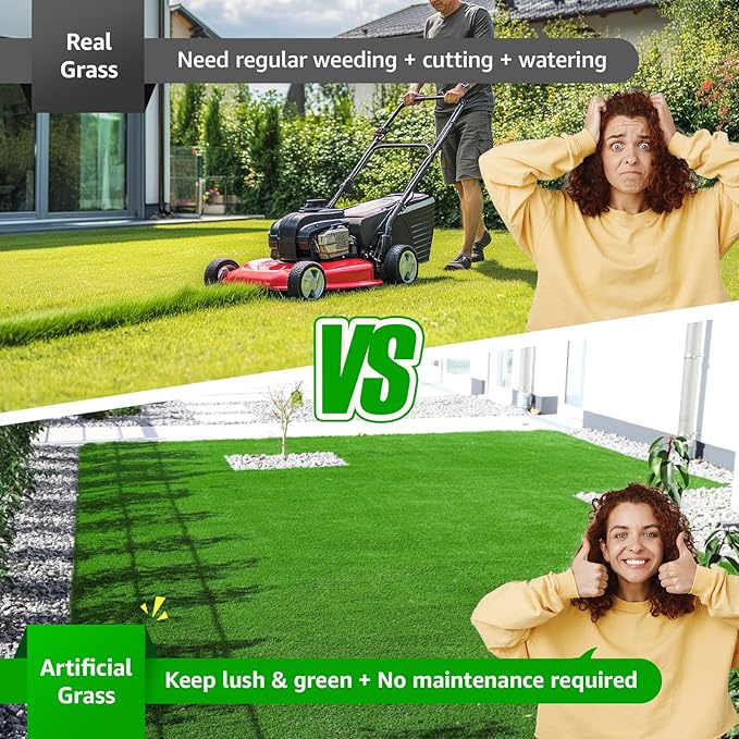 Artificial Grass Outdoor Indoor, 3.2ft x 6.5ft Fake Grass Realistic Synthetic Astro Turf Rug with Drainage Holes for Patio Garden Lawn Landscape Balcony Decoration