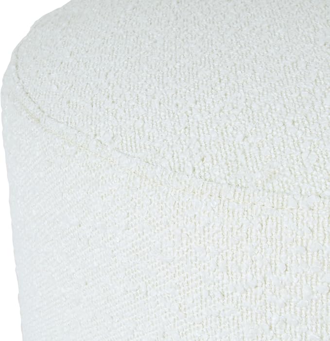 Spatial Order 22" Round Ottoman with Wooden Base - Cream Textural Fabric