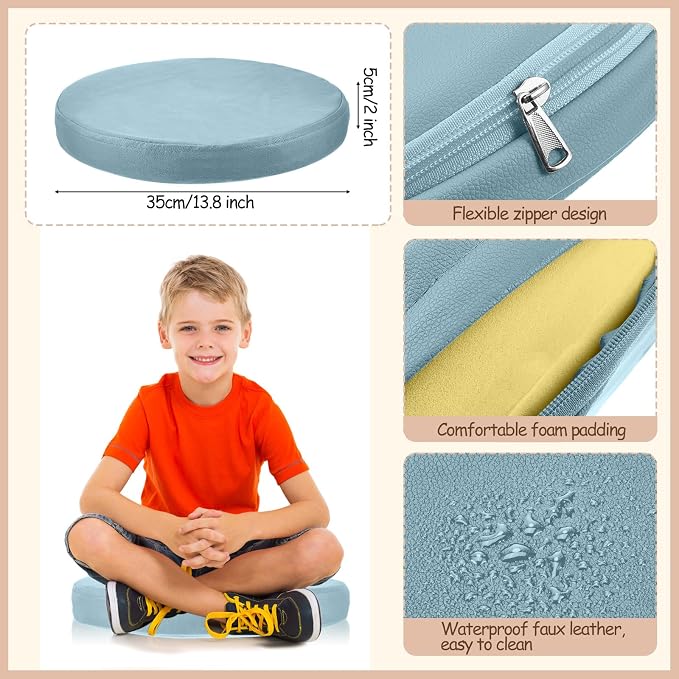 Juexica 4 Pcs Extra Thick Flexible Seating Floor Cushions Assorted Colored Pillow Floor Cushions for Classroom Soft Flexible Seating for Learning Sitting Office School Chair (Boho Colors,Round)